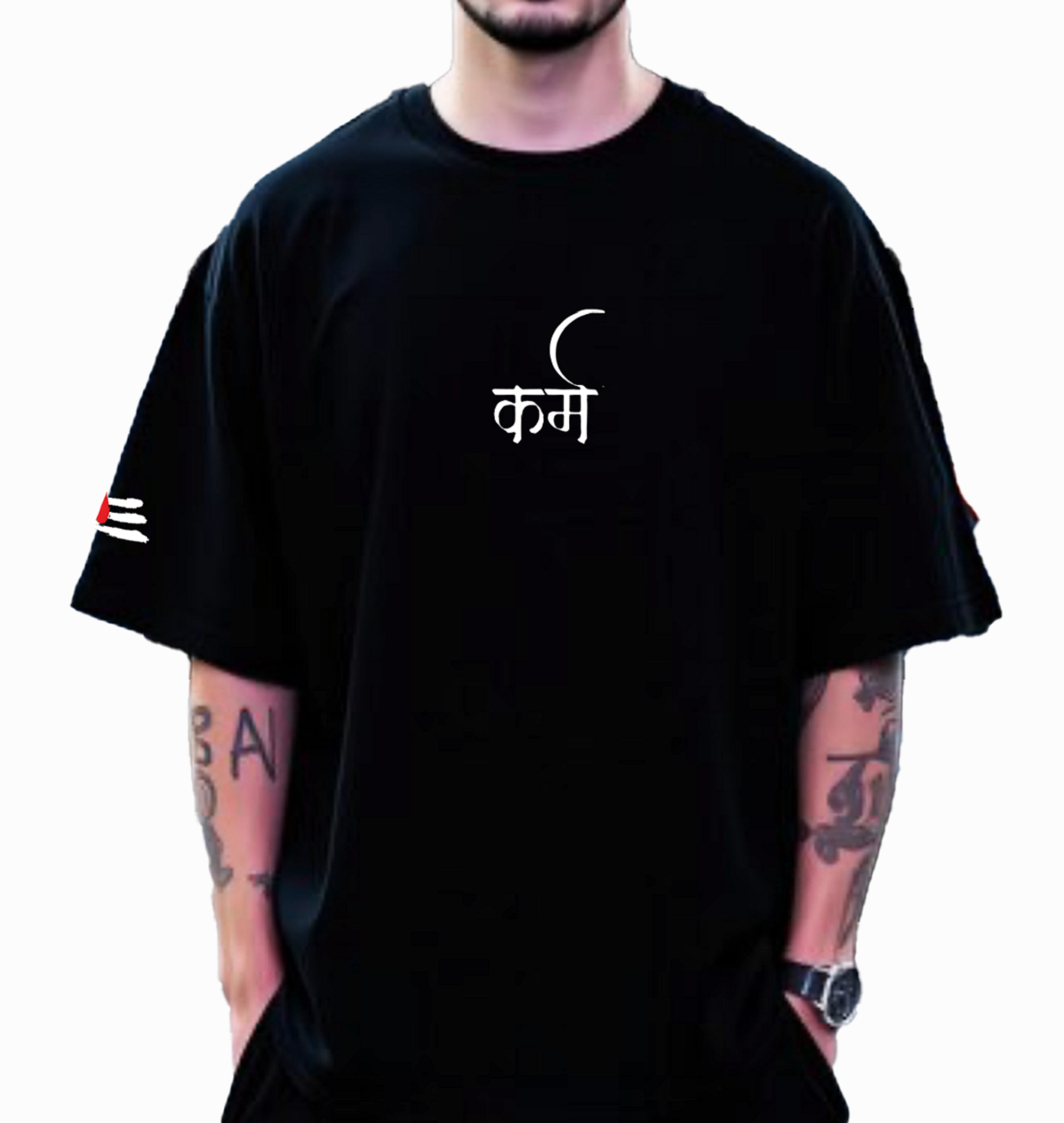 Karma Om Unisex Black Oversized Tee