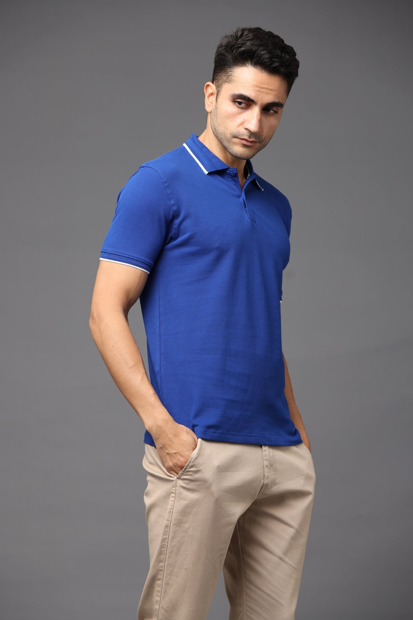Irsya Premium Cotton Polo T-shirt - Imperial Blue