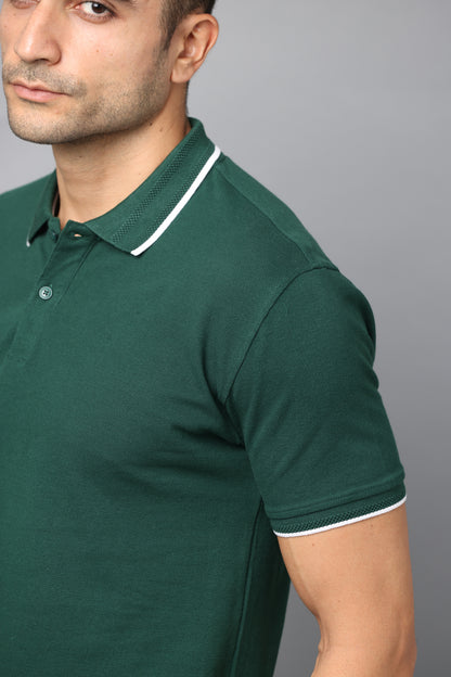 Irsya Premium Cotton Polo T-shirt - Bottle Green