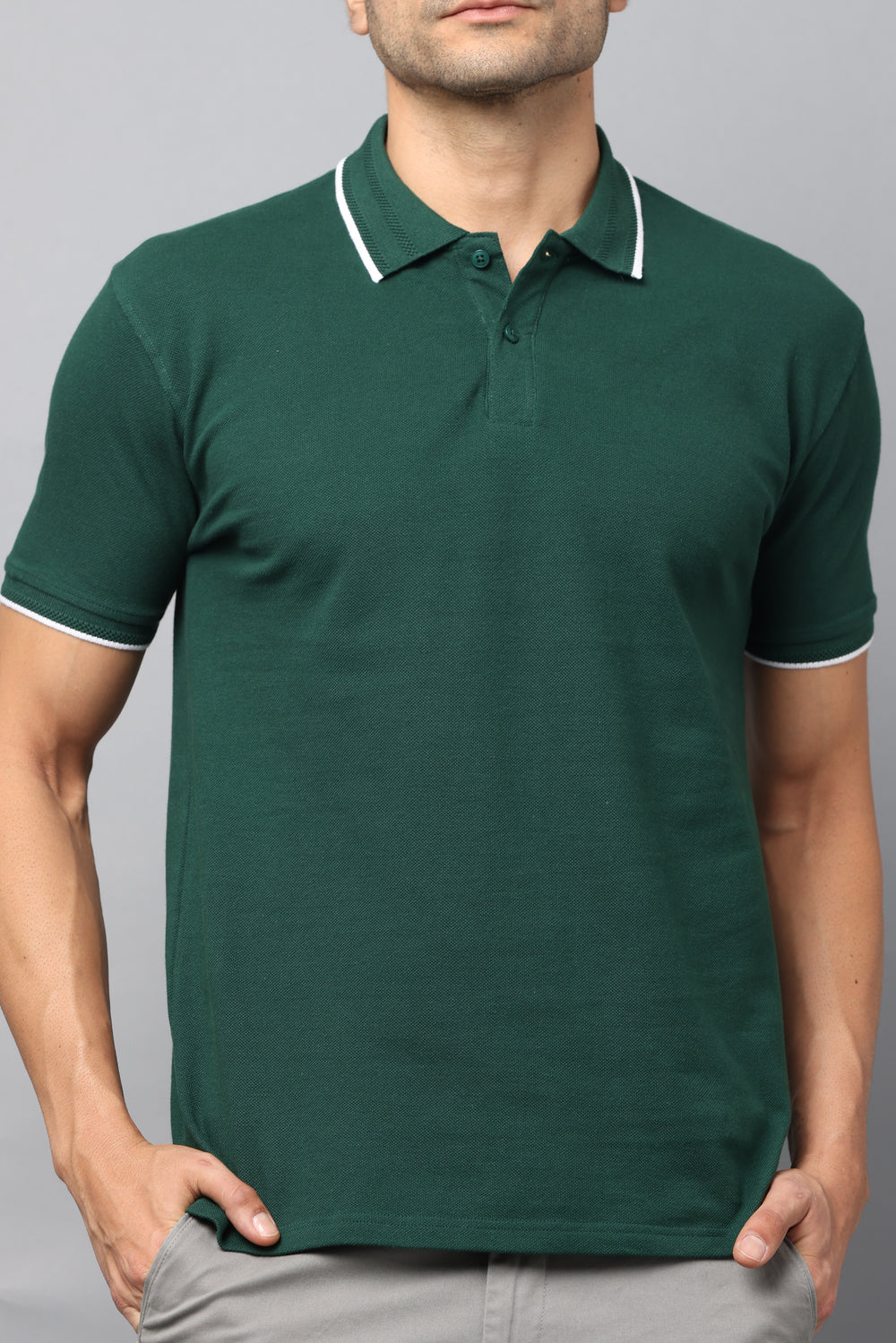 Irsya Premium Cotton Polo T-shirt - Bottle Green