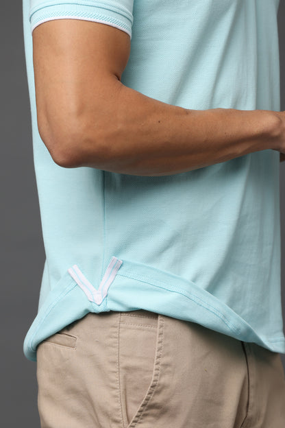 Irsya Premium Cotton Polo T-shirt - Mint Blue