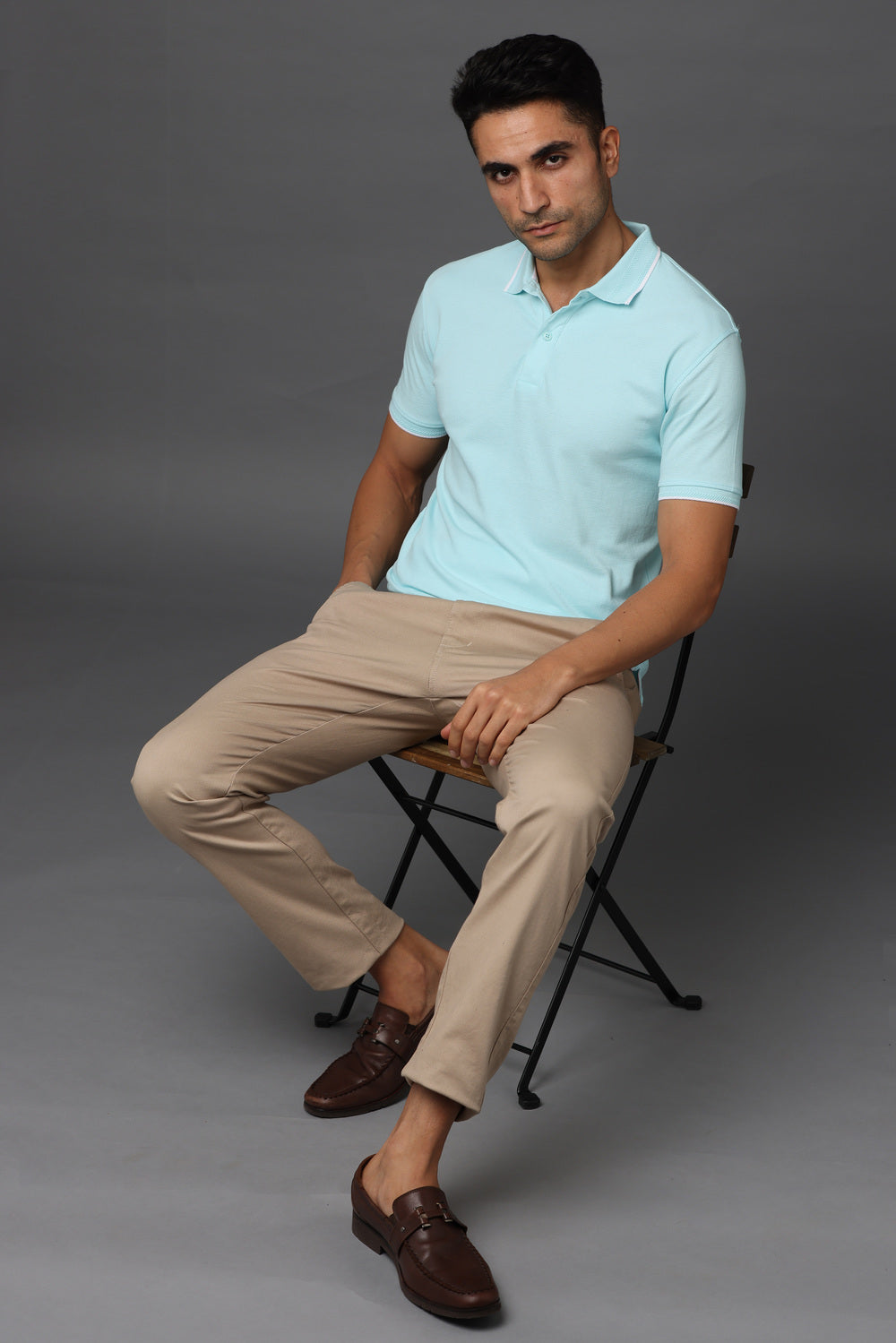 Irsya Premium Cotton Polo T-shirt - Mint Blue