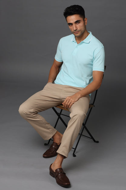 Irsya Premium Cotton Polo T-shirt - Mint Blue