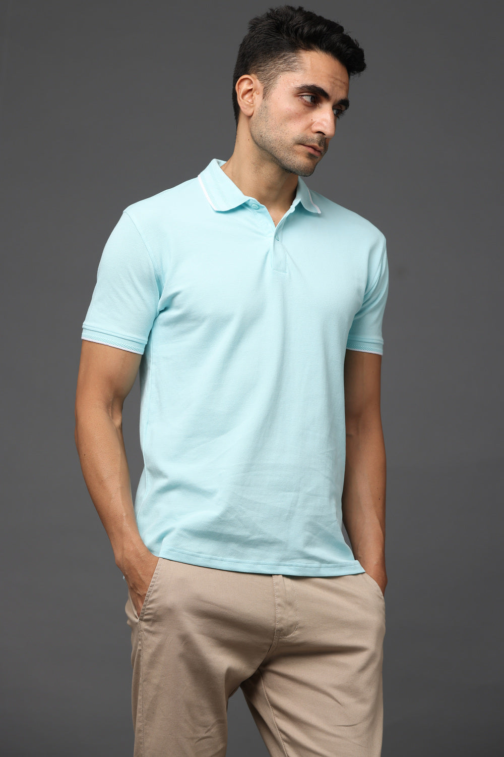 Irsya Premium Cotton Polo T-shirt - Mint Blue