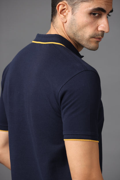 Irsya Premium Cotton Polo T-shirt - Navy Blue