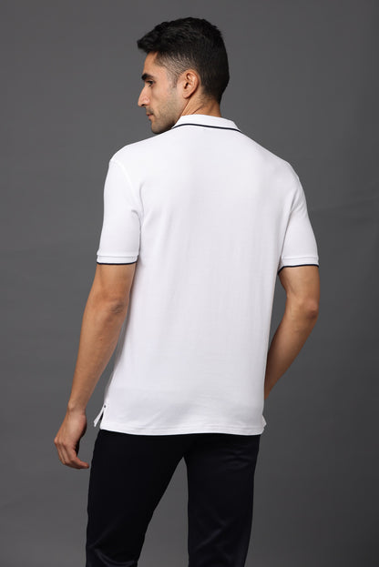 Irsya Premium Cotton Polo T-shirt - Classic White