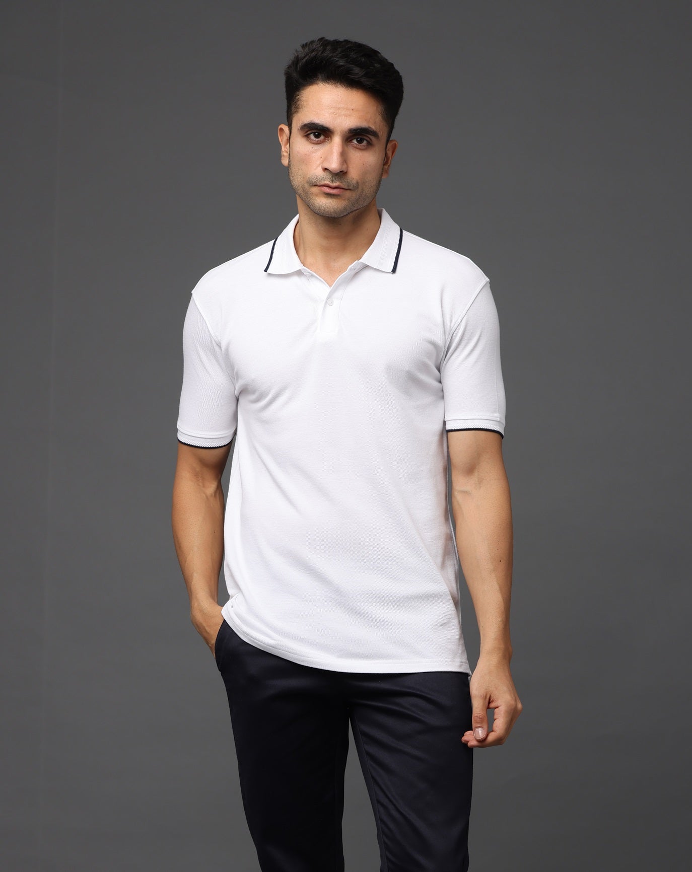 Irsya Premium Cotton Polo T-shirt - Classic White