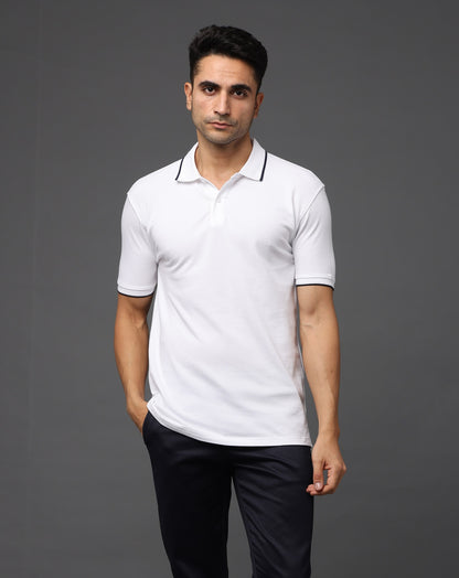 Irsya Premium Cotton Polo T-shirt - Classic White