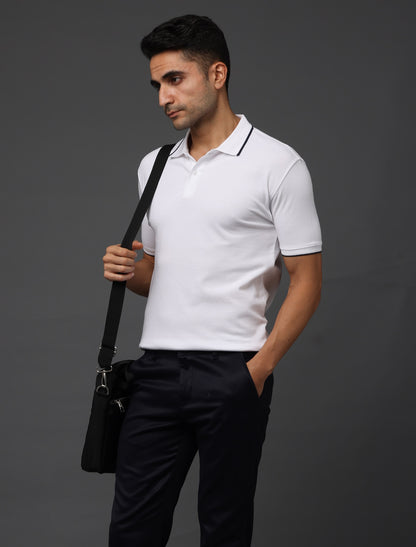 Irsya Premium Cotton Polo T-shirt - Classic White