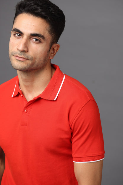 Irsya Premium Cotton Polo T-shirt - Scarlet Red